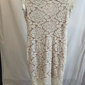 Cream Midi dress with lace detailing Size large